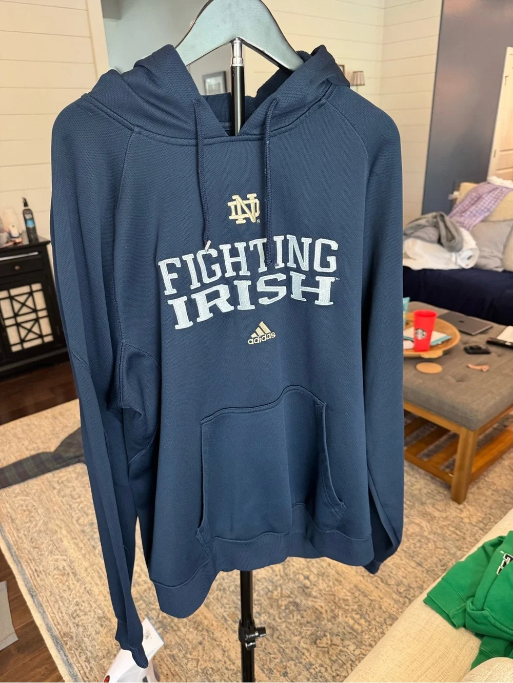 adidas Navy Blue Fighting Irish Pullover Hoodie